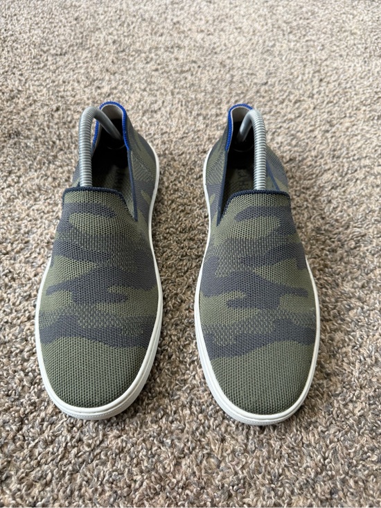 Rothy's Shoes - Rothy's Women's Slip-On Loafers in Olive Camo with Blue Trim